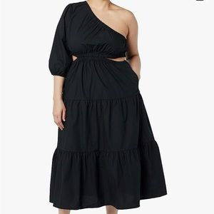 The Drop April One-Shoulder Cut-Out Tiered MIDI Dress.